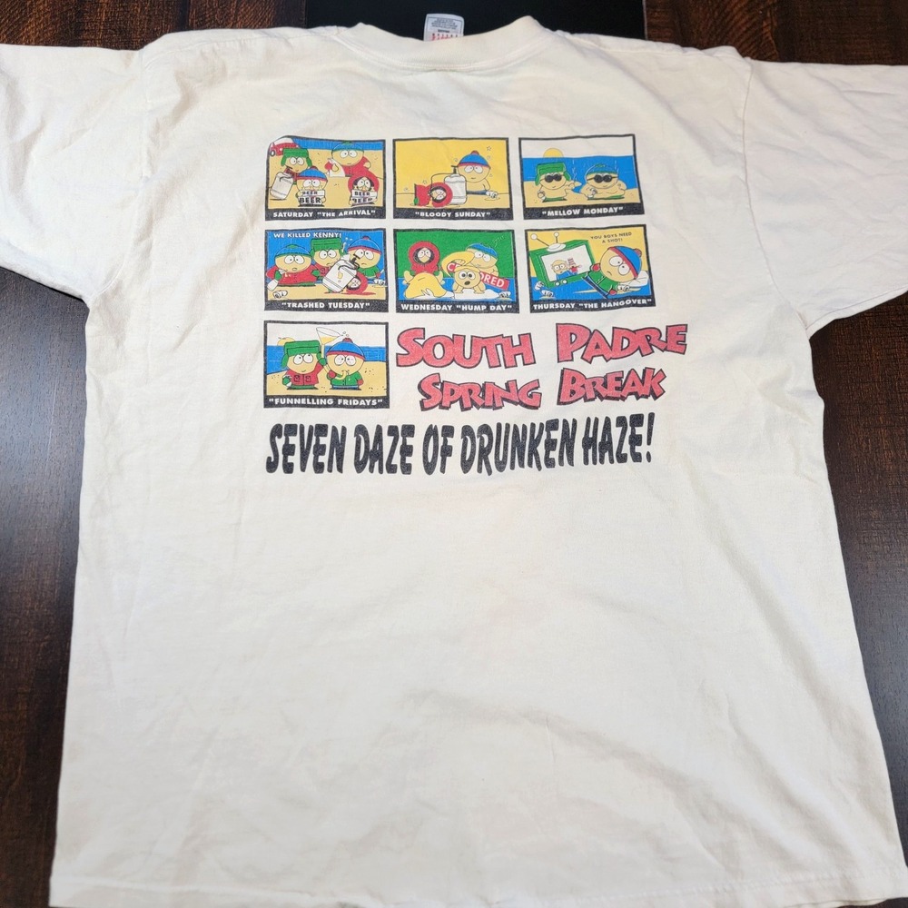 Vintage South Park Padre Island Spring Break Seven Daze Of Drunken Haze Shirt XL